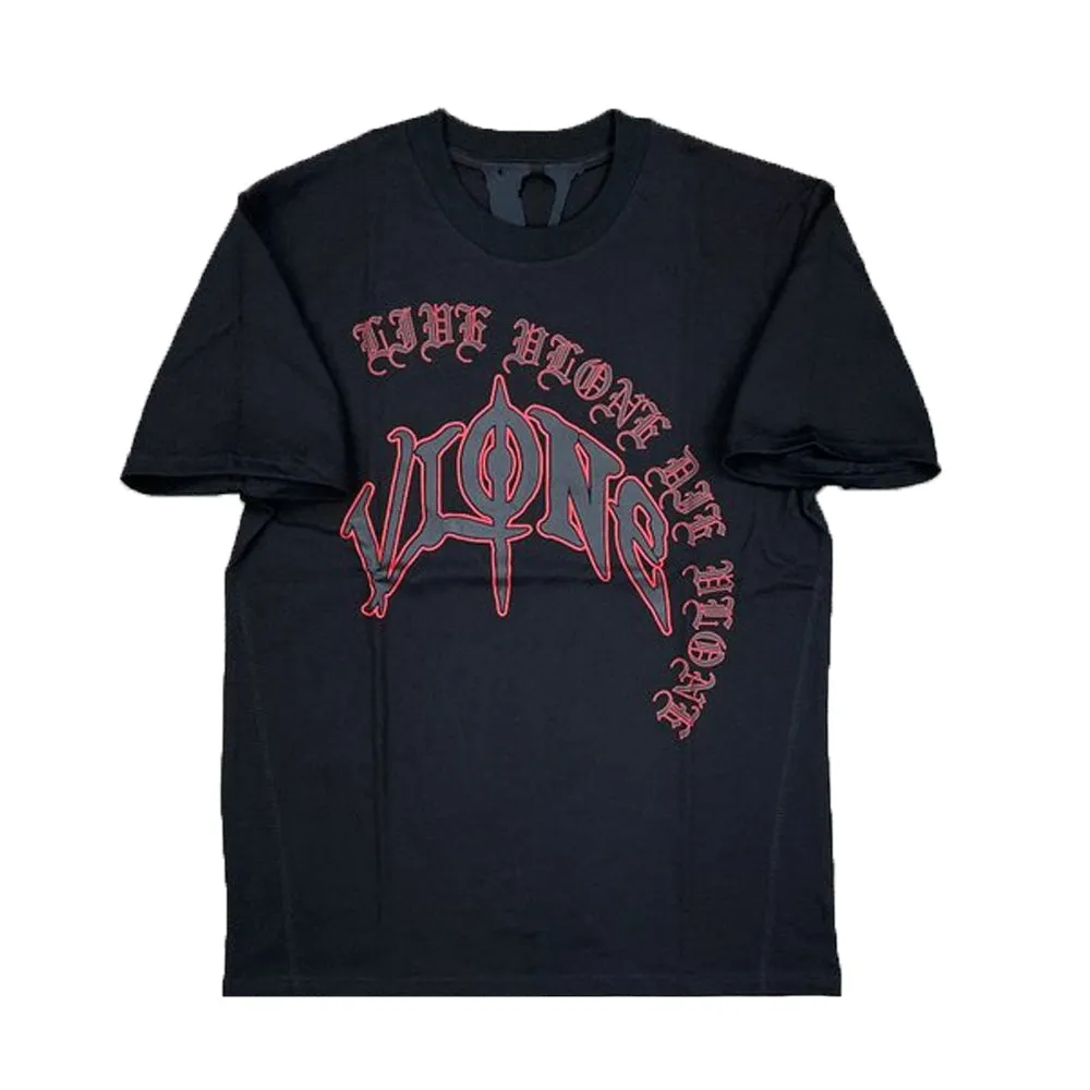 Vlone Old English Script Tee Black/Red sold by PLUS