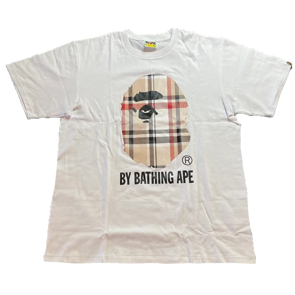 BAPE A Bathing Ape Check by Bathing Tee White/Beige sold by PLUS