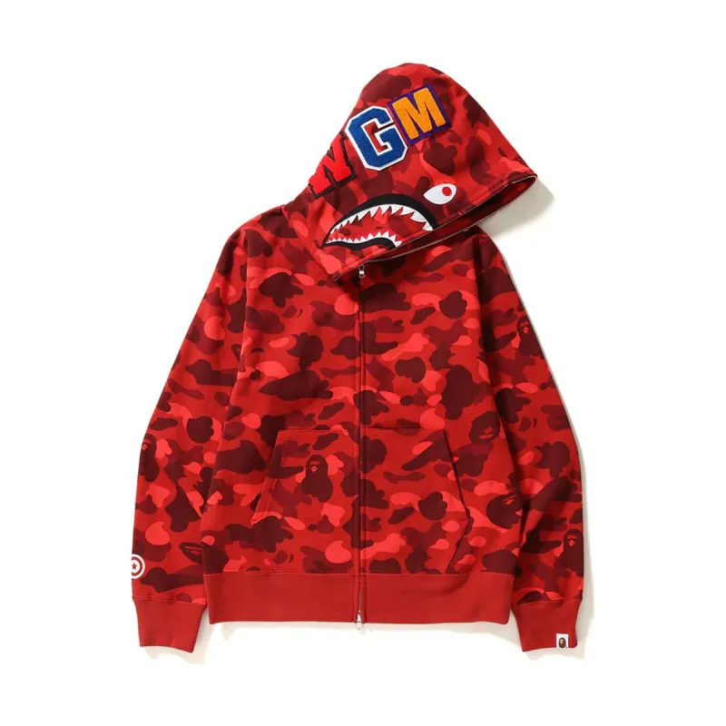 Bape Color Camo Shark Full Zip Hoodie Red sold by PLUS