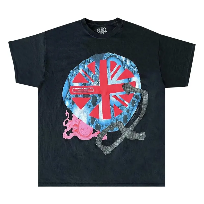 Travis Scott 02 Live Union Jack Tee Black sold by PLUS