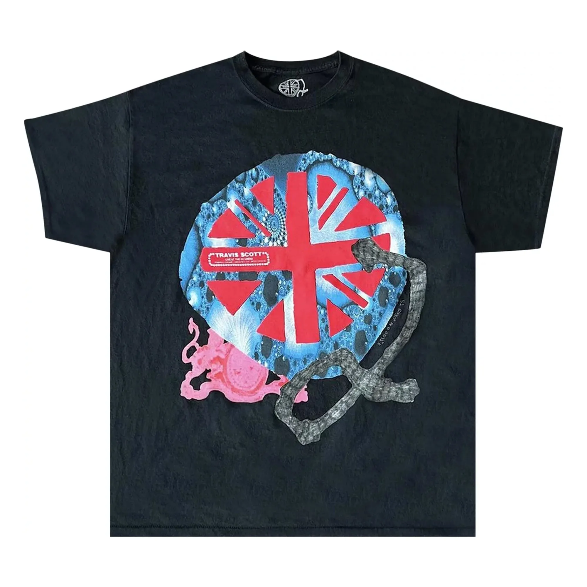 Travis Scott 02 Live Union Jack Tee Black sold by PLUS