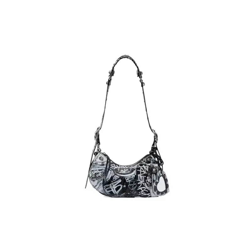 Balenciaga Le Cagole Shoulder Bag XS Black/White Graffiti sold by PLUS