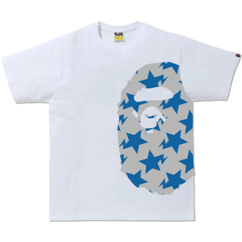 BAPE Pattern Side Big Ape Head Tee White/Blue sold by PLUS