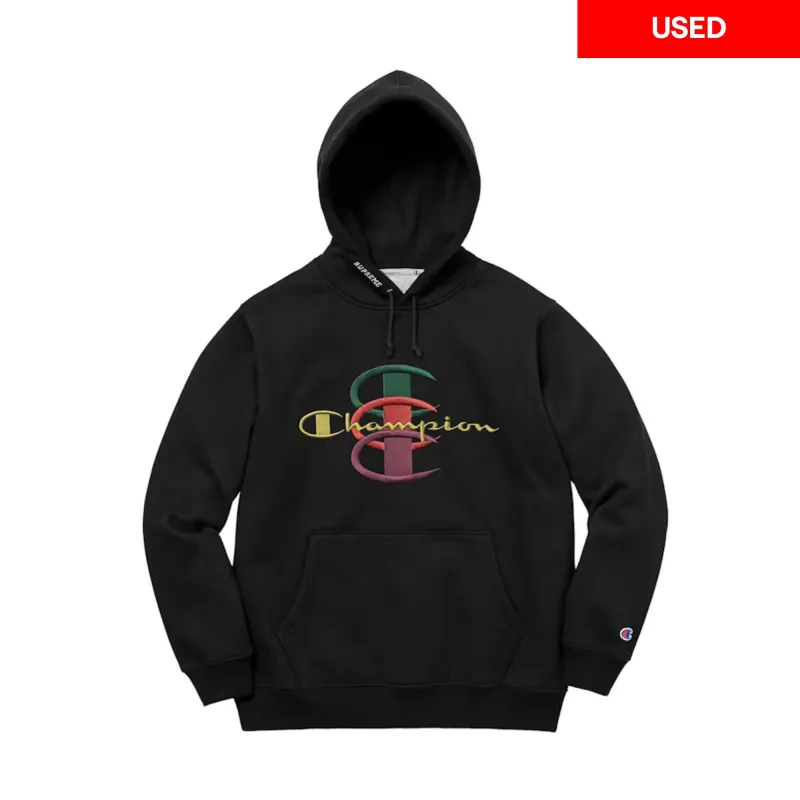 Supreme Champion Stacked C Hooded Sweatshirt Black (Used) sold by PLUS