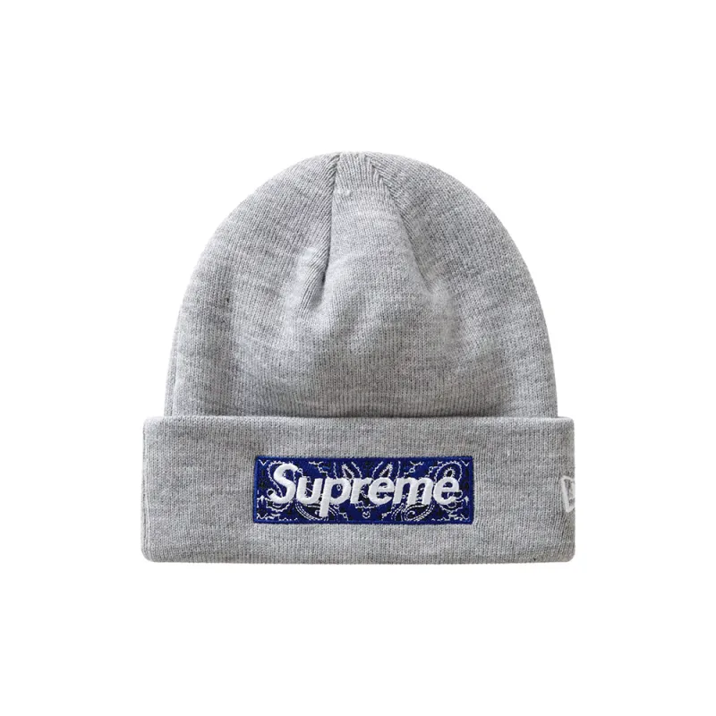 Supreme New Era Box Logo Beanie (FW19) Heather Grey sold by PLUS