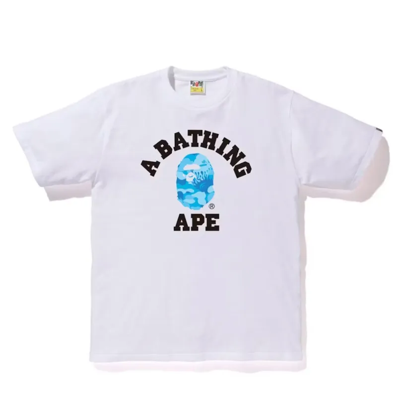 Bape Fire Camo College Tee White/Blue sold by PLUS