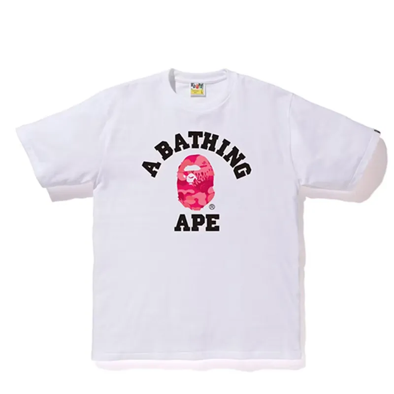 Bape Fire Camo College Tee White/Pink sold by PLUS