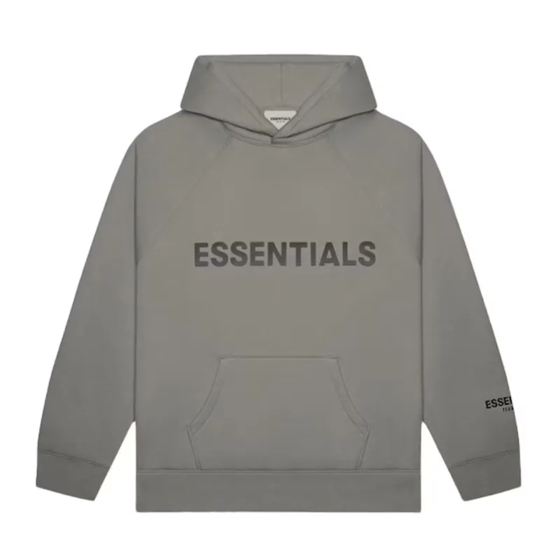 Fear of God Essentials Pullover Hoodie Applique Logo Gray Flannel/Charcoal sold by PLUS