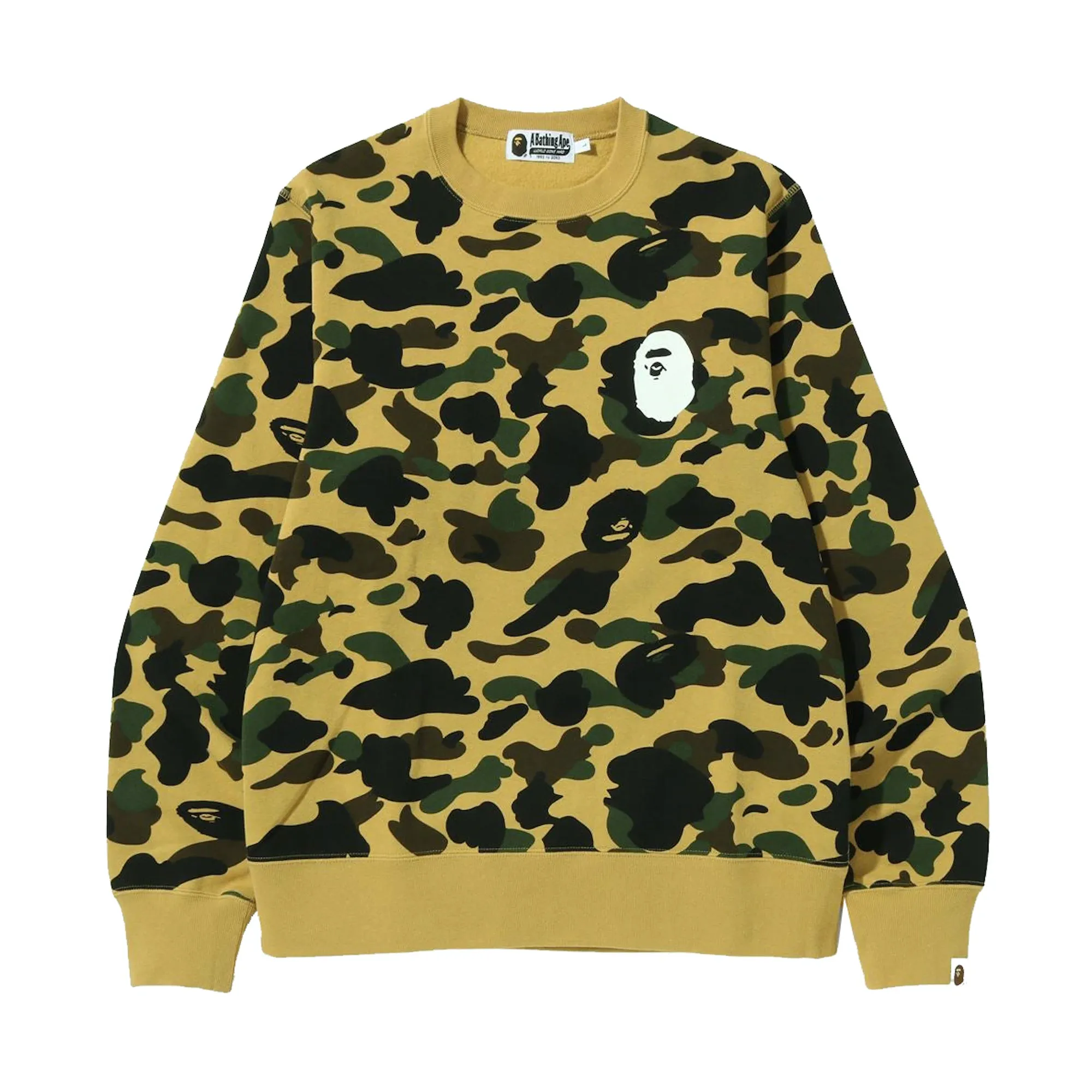 Bape 1st Camo Ape Head Crewneck Yellow sold by PLUS