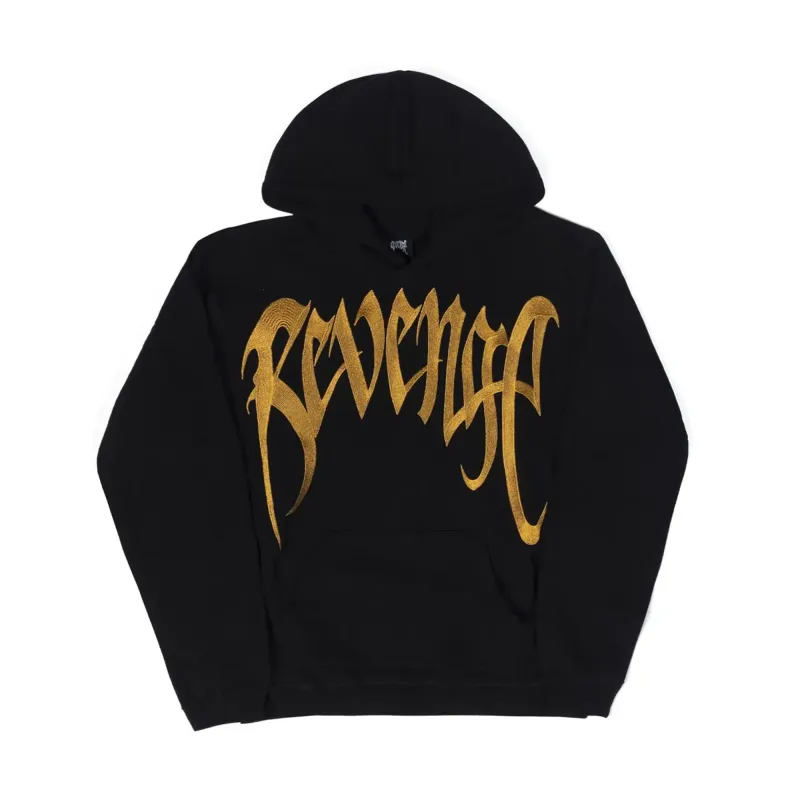 Revenge Arch Embroidered Hoodie Black/Gold sold by PLUS