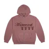 Travis Scott Cactus Jack For Mastermind Skull Zip Up Hoodie Washed Red sold by PLUS