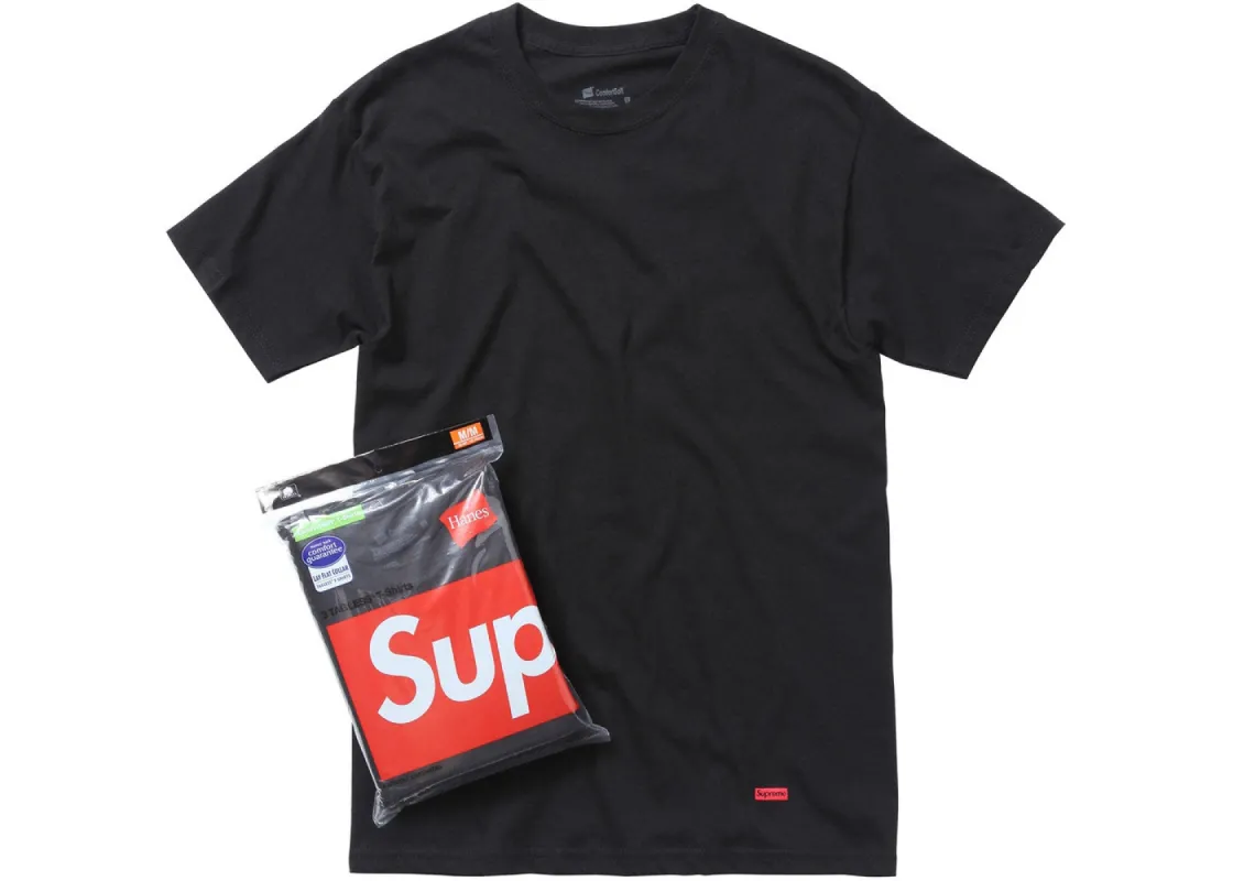 Supreme Hanes Tagless Tees (3 Pack) Black sold by PLUS