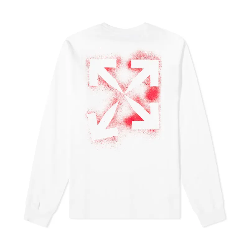 Off-White Stencil L/S Tee White/Red sold by PLUS