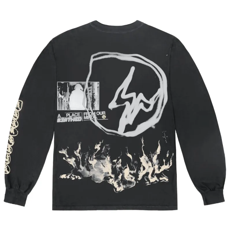 Travis Scott Cactus Jack For Fragment Logo L/S T-Shirt Washed Black sold by PLUS