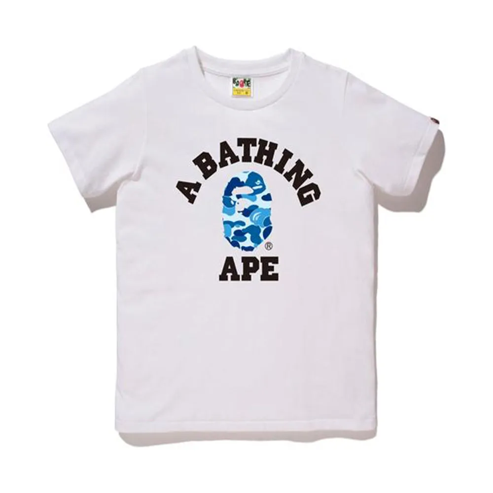 BAPE Abc Camo College Tee Tee (Ladies) White/Blue sold by PLUS