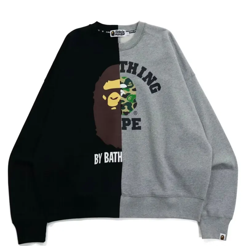 Bape Split College & By Bathing Loose Fit Crewneck Black sold by PLUS