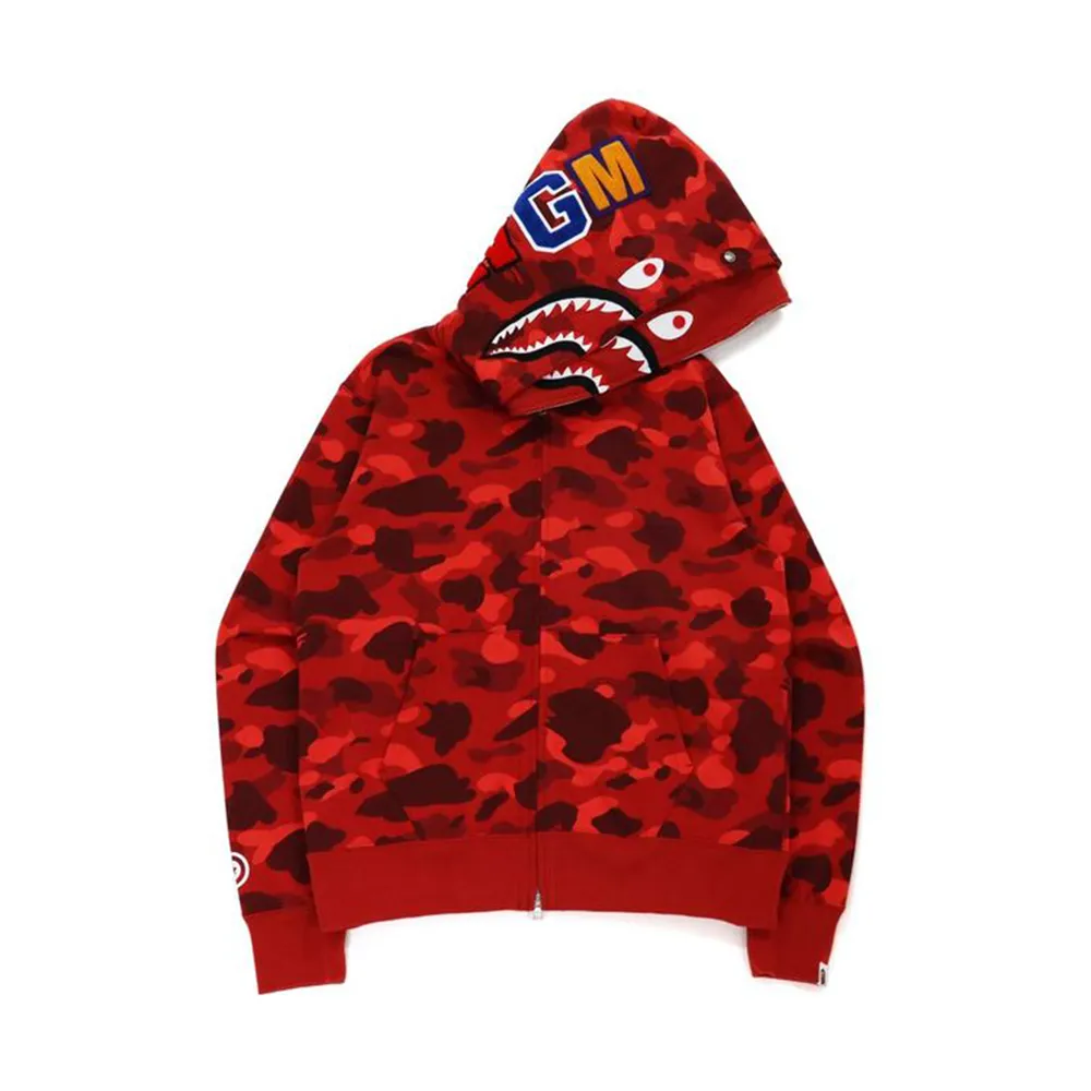 BAPE Color Camo Shark Wide Fit Full Zip Double Hoodie Red sold by PLUS product image thumbnail 3