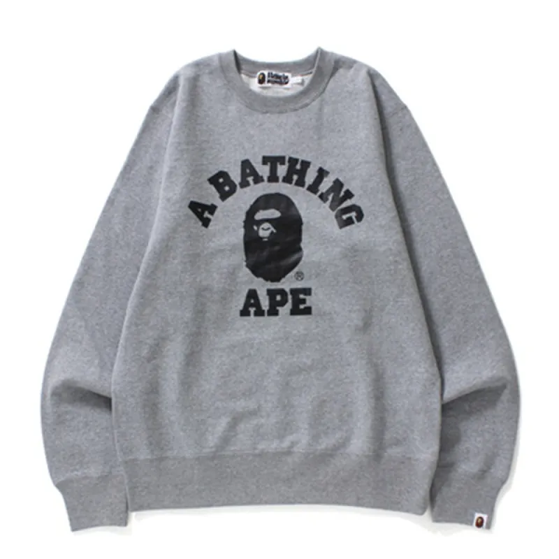 BAPE College Crewneck Grey sold by PLUS