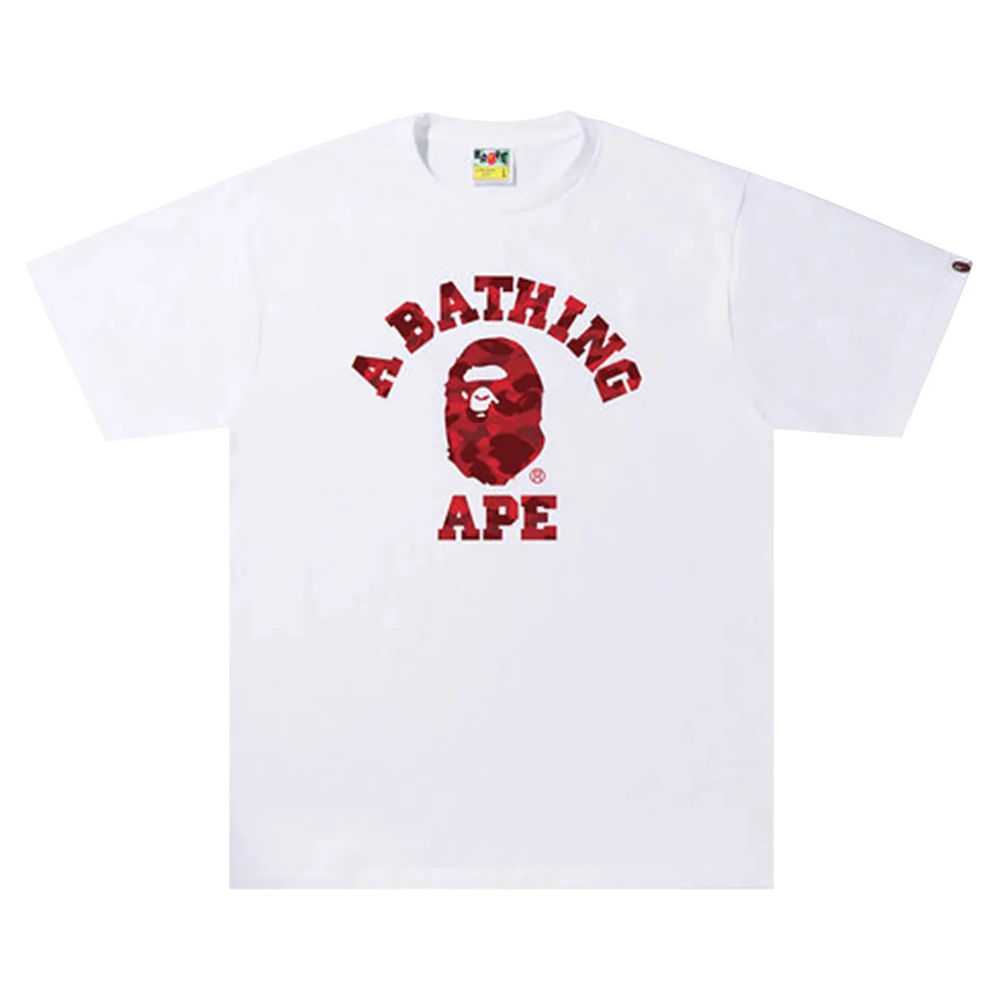 Bape Text Color Camo College Tee White Red sold by PLUS