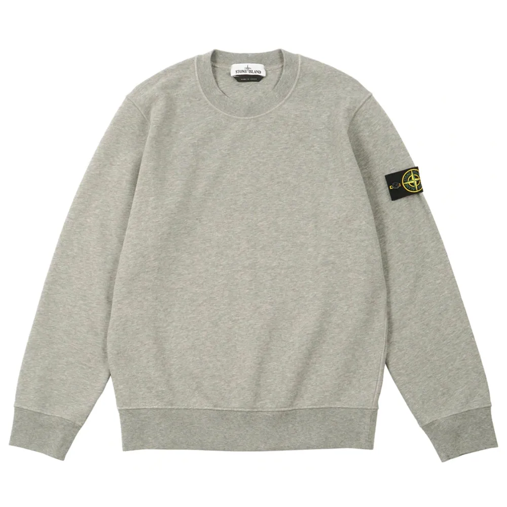 Stone Island Cotton Fleece Crewneck Sweatshirt Dust Melange sold by PLUS