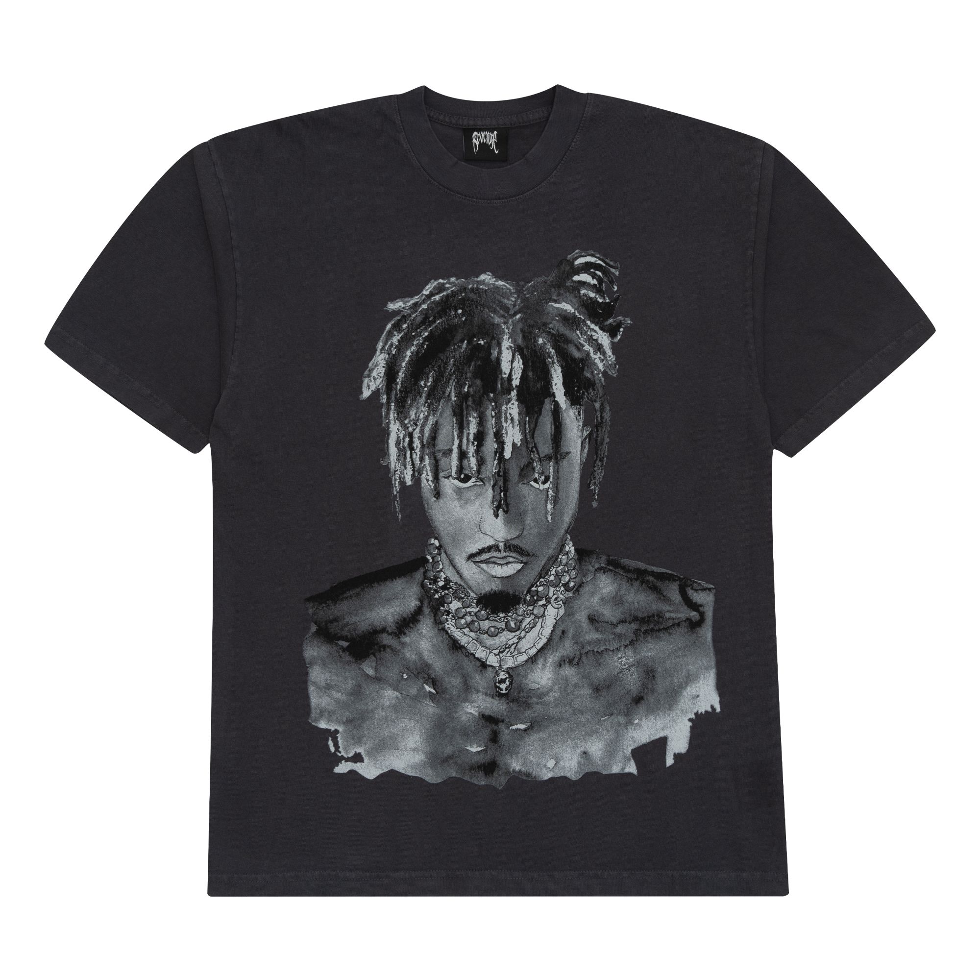 Revenge x Juice Wrld 999 Graphite Portrait Tee Dolphin Washed Grey sold by PLUS