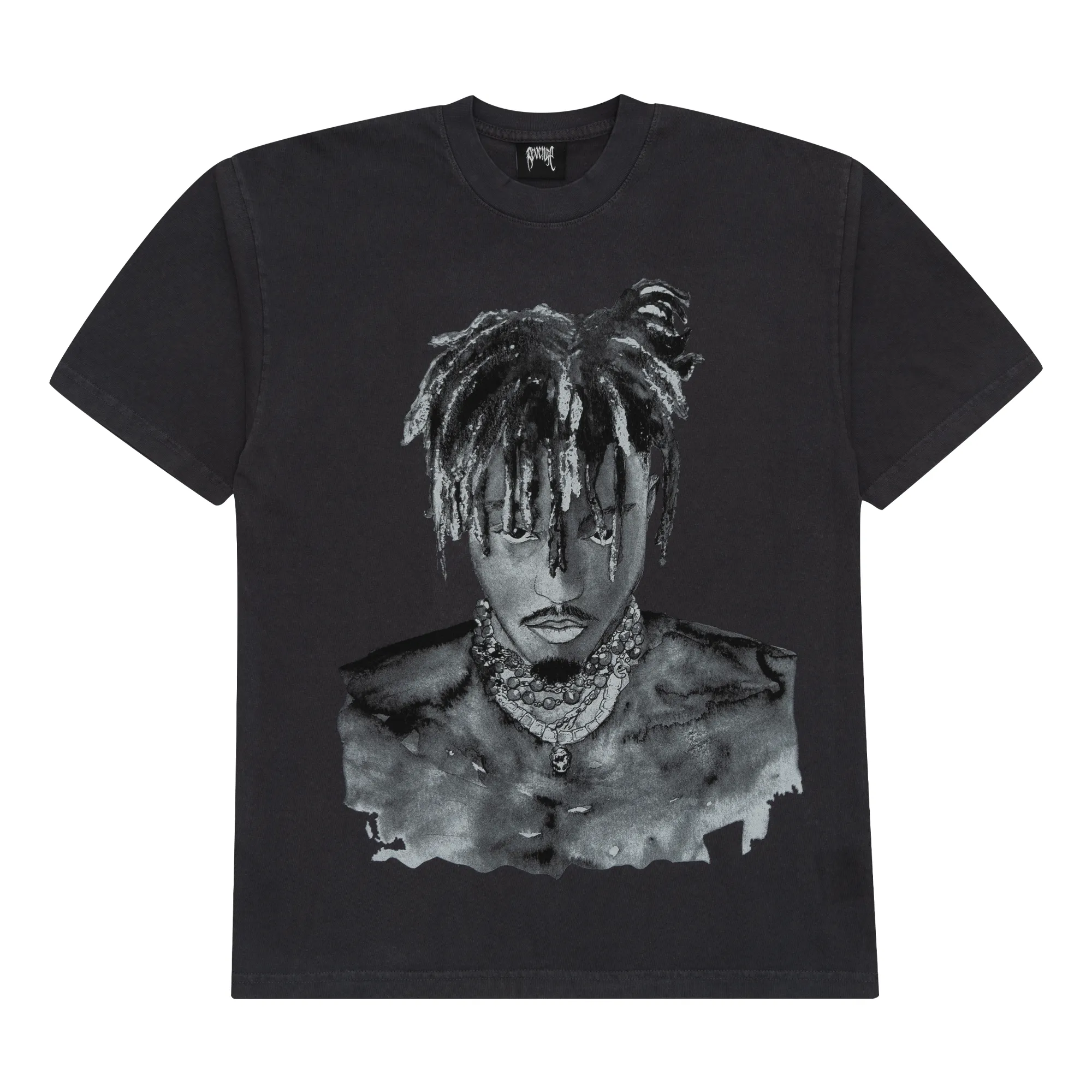 Revenge x Juice Wrld 999 Graphite Portrait Tee Dolphin Washed Grey sold by PLUS