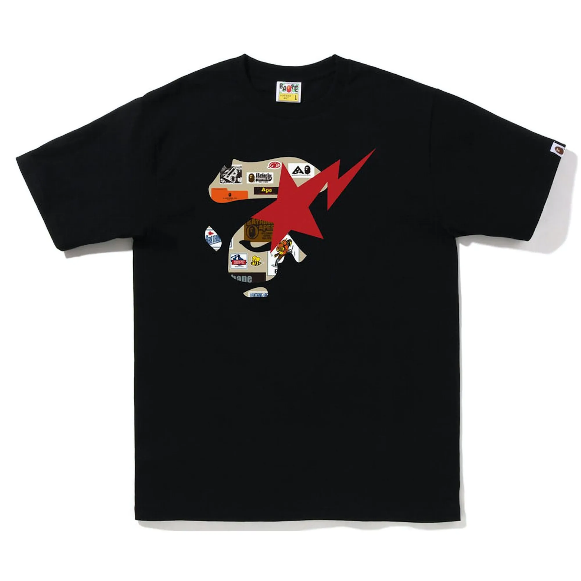 Bape Multi Label Ape Face Tee Black sold by PLUS