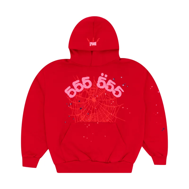 Spider Worldwide Red Angel Number 555 Hoodie Red sold by PLUS