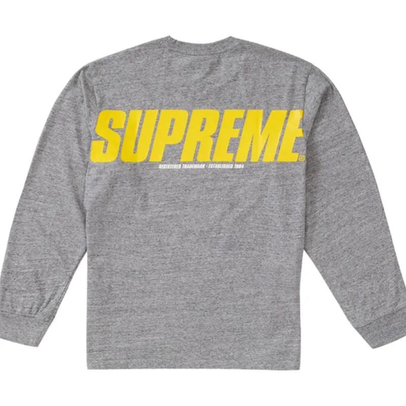 Supreme Trademark L/S Top Heather Grey sold by PLUS