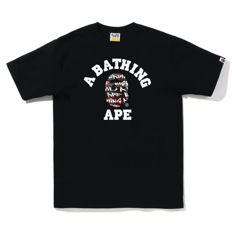 Bape Graffiti Check College Tee Black/Red sold by PLUS