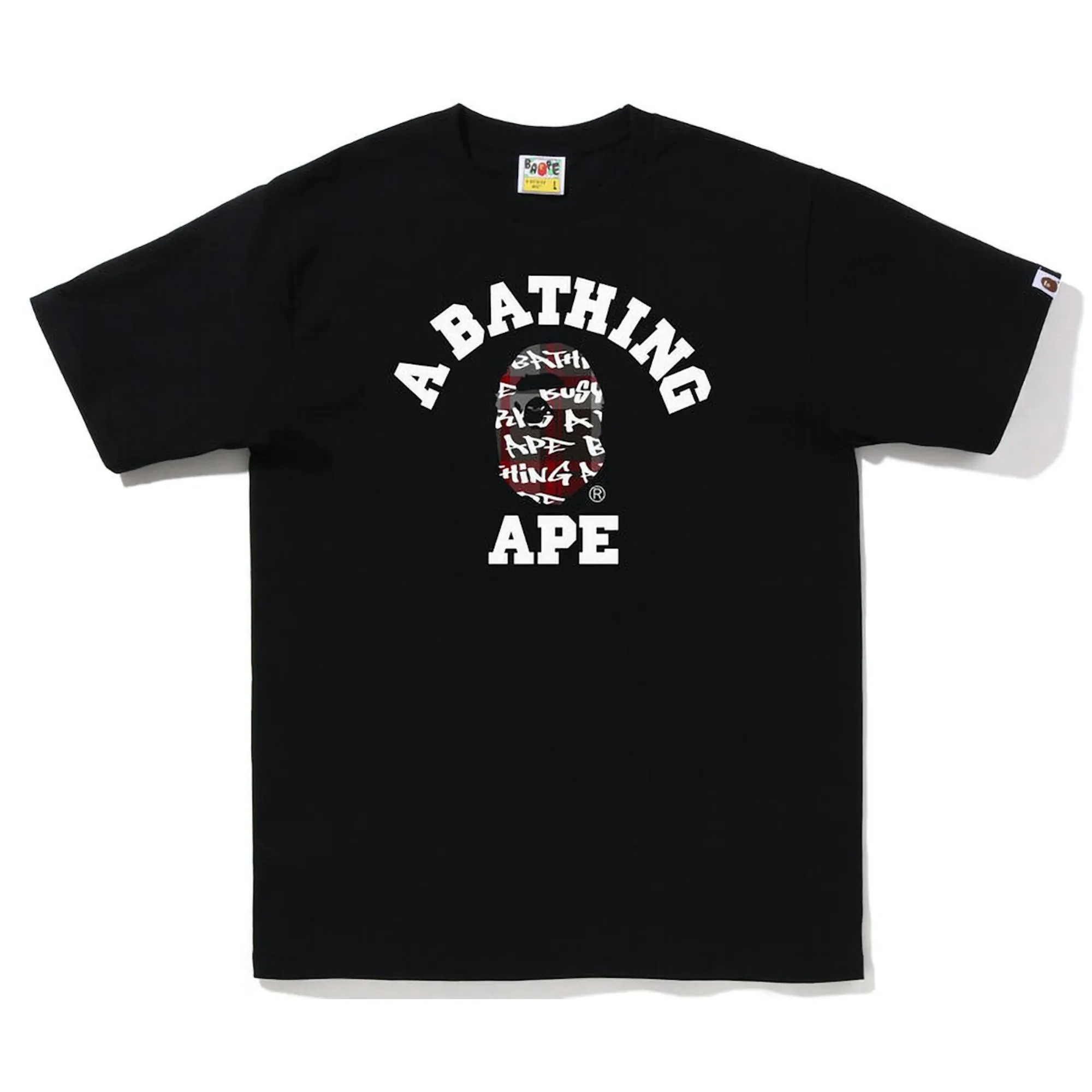 Bape Graffiti Check College Tee Black/Red sold by PLUS