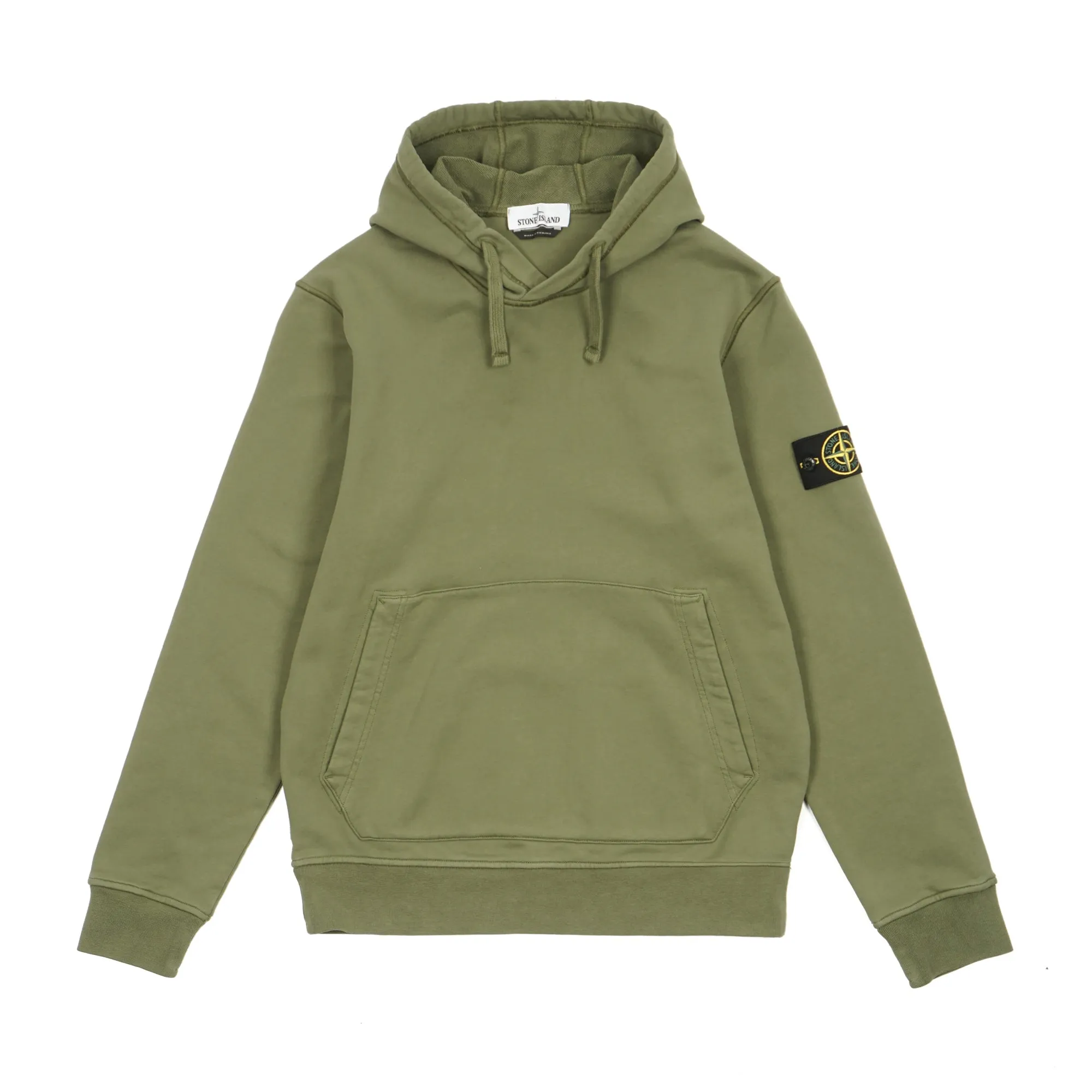 Stone Island Cotton Fleece Hooded Sweatshirt Olive Green sold by PLUS