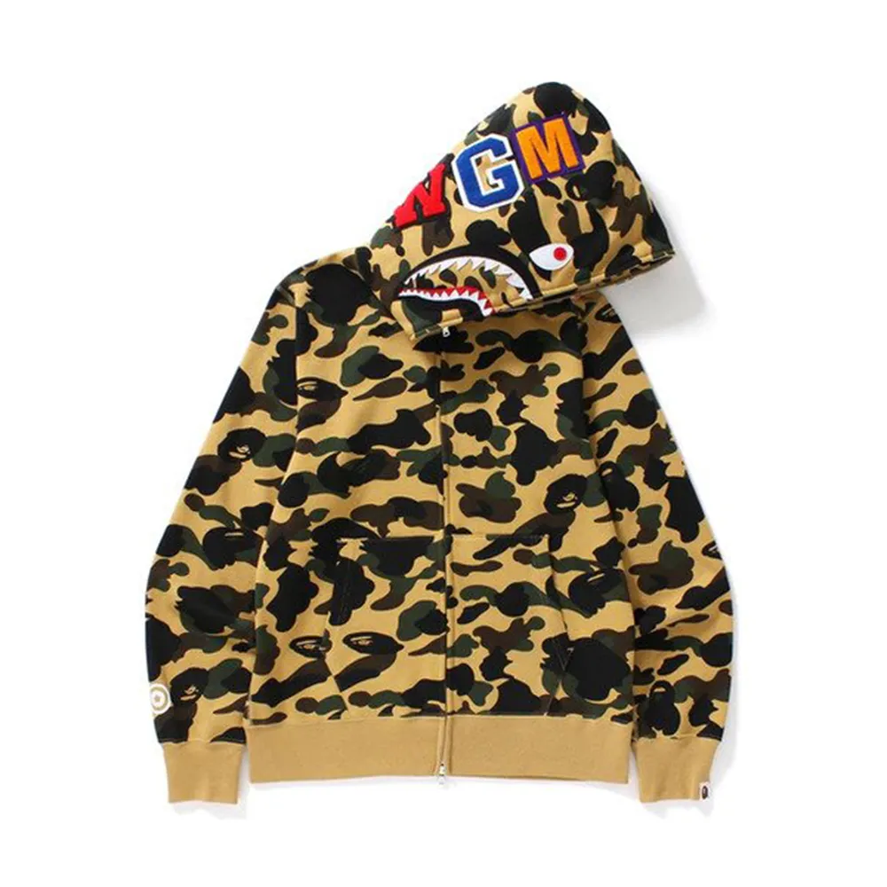 BAPE 1st Camo Shark Full Zip Hoodie Yellow sold by PLUS