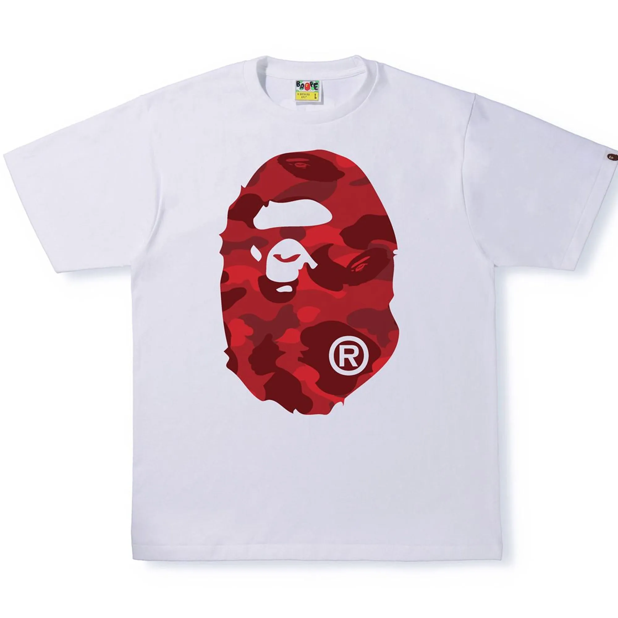 BAPE Color Camo Big Ape Head Tee White/Red sold by PLUS