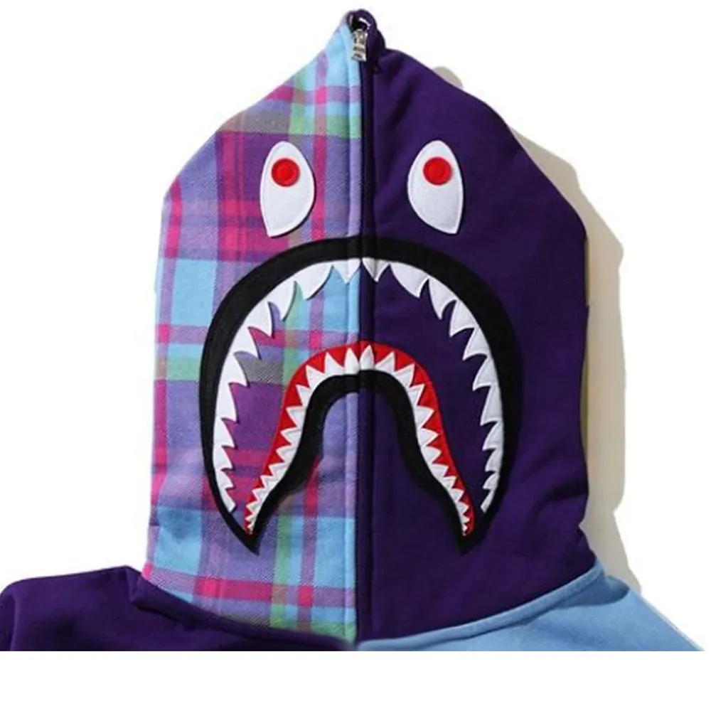 Bape Check Shark Relaxed Full Zip Hoodie Purple sold by PLUS product image thumbnail 2