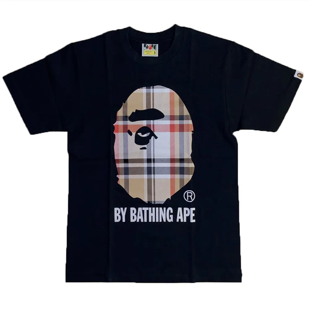 Bape A Bathing Ape Check by Bathing Tee Black/Beige sold by PLUS