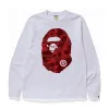 BAPE Color Camo Big Ape Head L/S Tee White/Red sold by PLUS