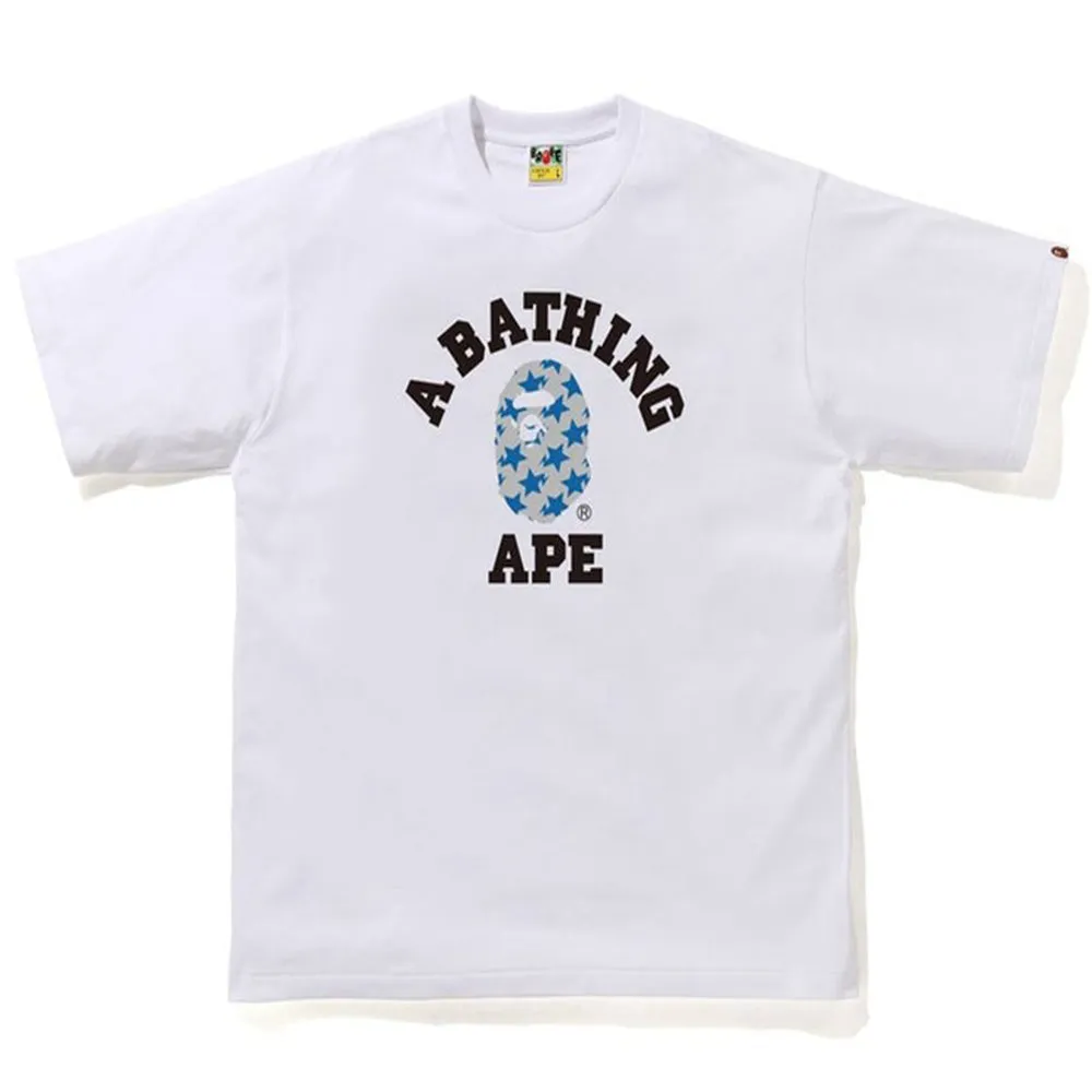 BAPE STA Pattern College Tee White/Blue sold by PLUS