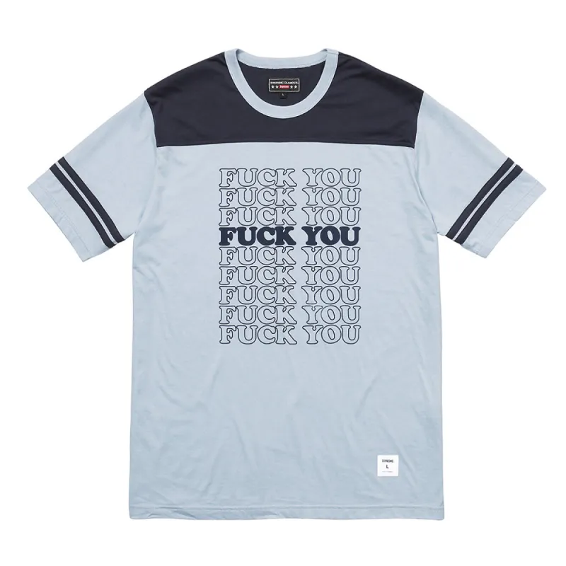 Supreme Hysteric Glamour Fuck You Football Tee Light Blue sold by PLUS