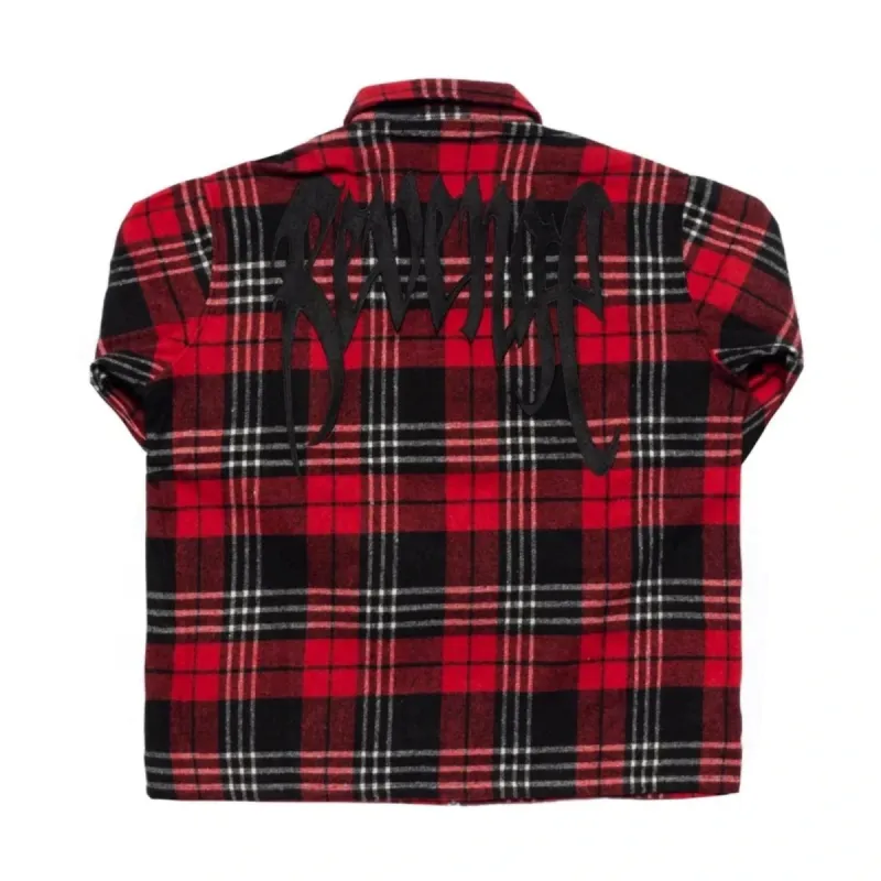 Revenge Embroidered Zip Flannel Red sold by PLUS