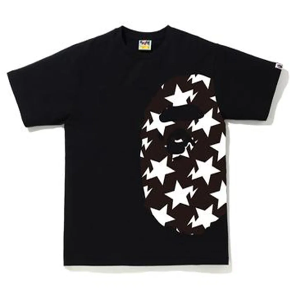 BAPE Pattern Side Big Ape Head Tee Black/Black sold by PLUS