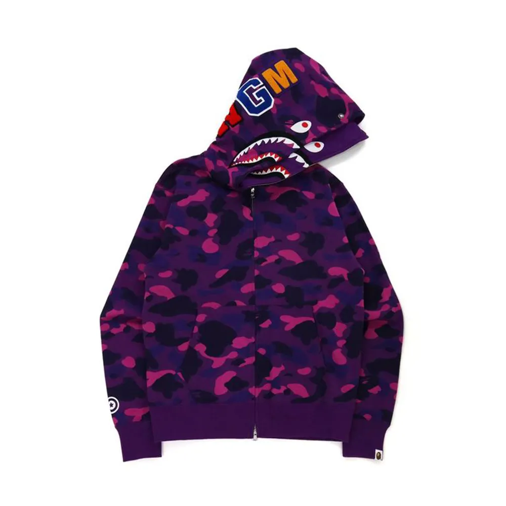 Bape Color Camo Shark Wide Fit Full Zip Double Hoodie Purple sold by PLUS product image thumbnail 3