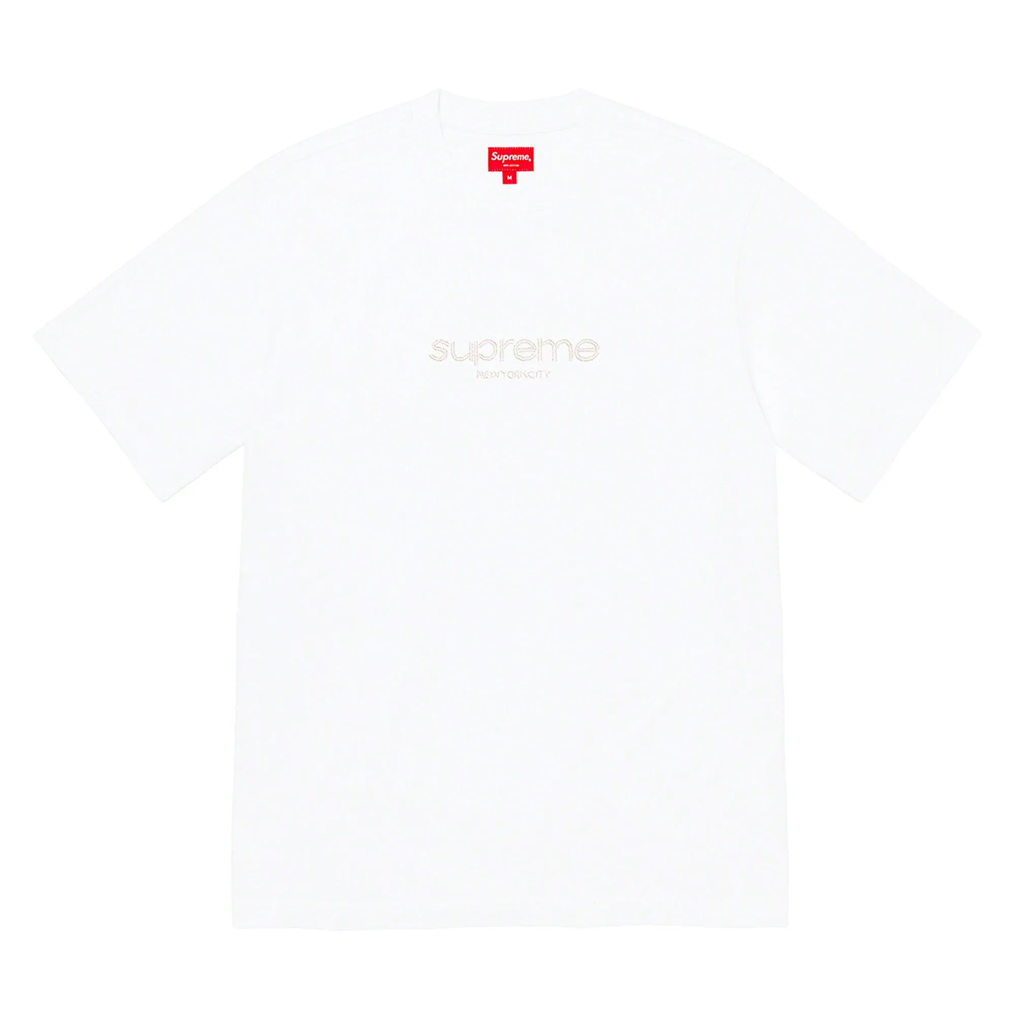 Supreme Beaded Logo S/S Top White sold by PLUS