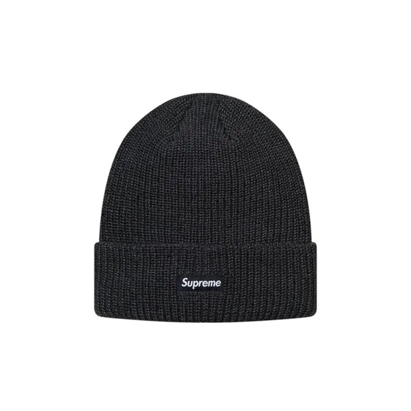 Supreme Loose Gauge Beanie Heather Black sold by PLUS