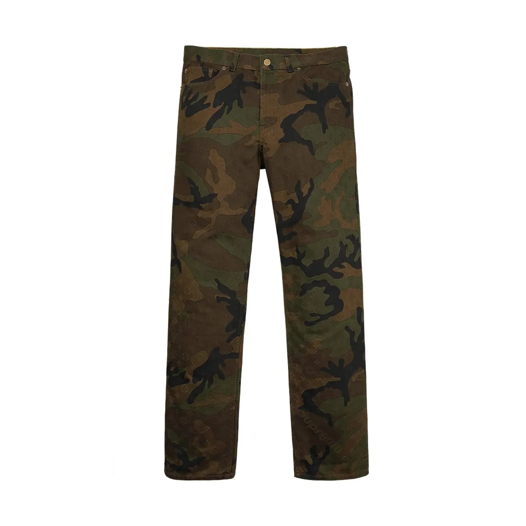 Supreme x Louis Vuitton Jacquard Denim 5-Pocket Jean Camo sold by PLUS