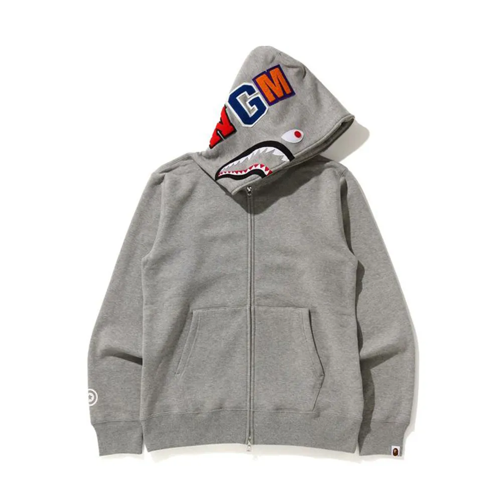 BAPE Shark WGM Full Zip Hoodie Grey sold by PLUS