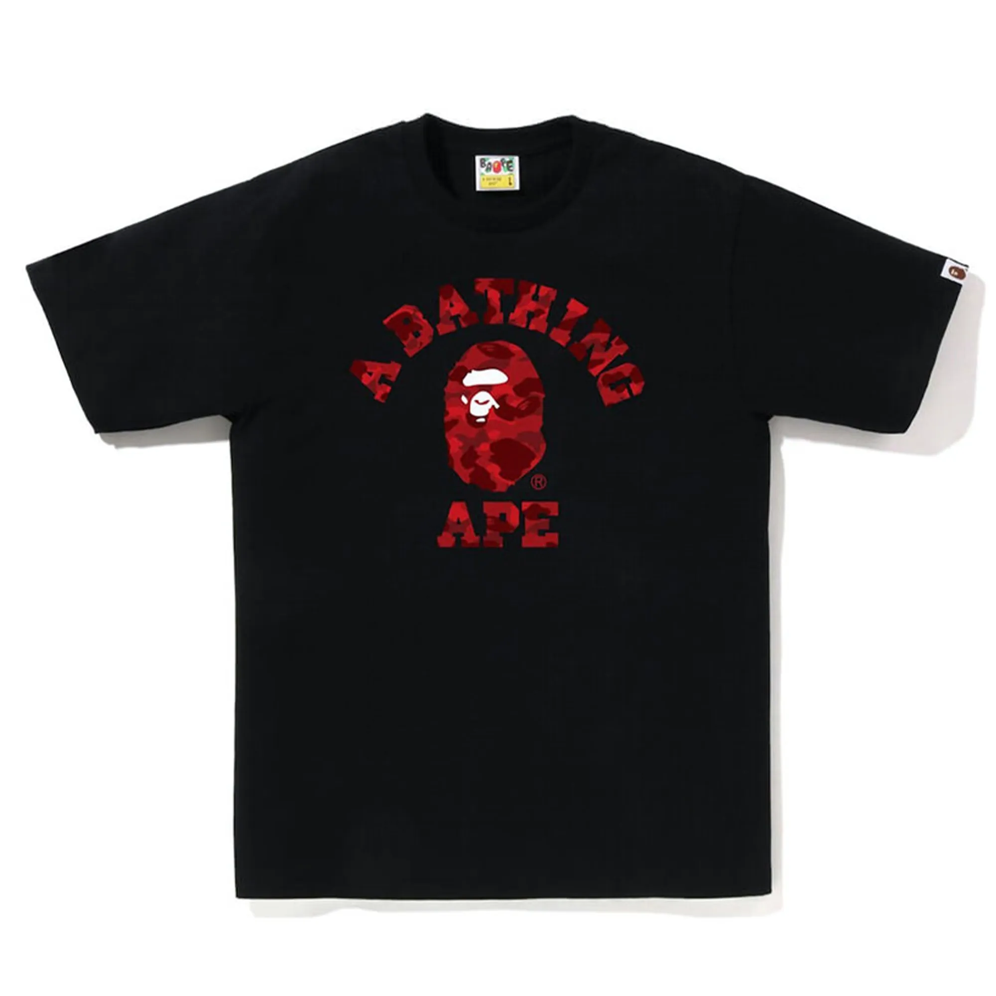 Bape Text Color Camo College Tee Black Red sold by PLUS