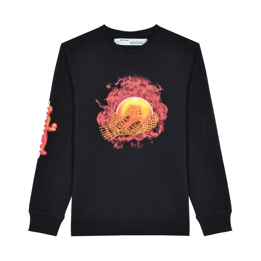 OFF-WHITE Hands and Planet L/S Tee Black sold by PLUS
