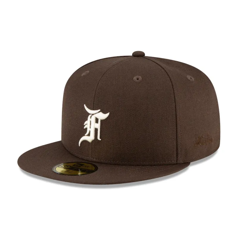Fear of God Essentials New Era Fitted Cap (FW20) Brown/White sold by PLUS