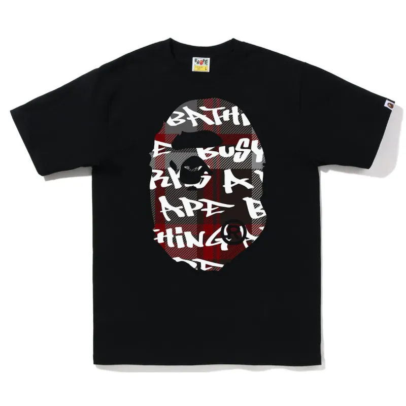 Bape Graffiti Check Big Ape Head Tee Black sold by PLUS